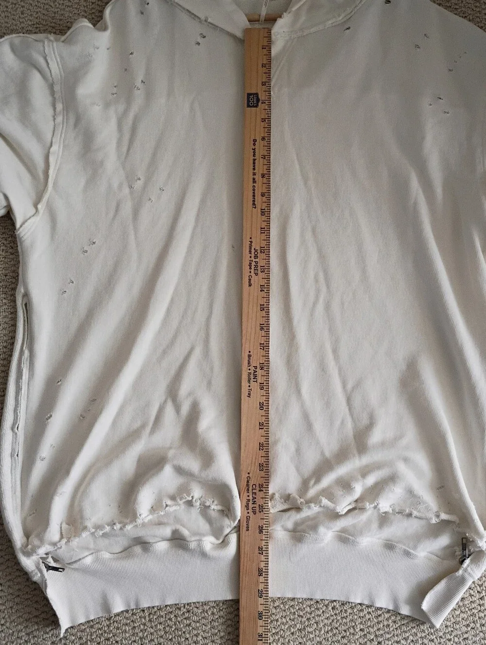 Free People Everyday Hoodie Sweatshirt Oversize Distress Harbor Fog Ivory Cream